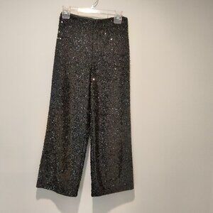 Armani Exchange Sequin Crop Black Trouser NWT Size 2